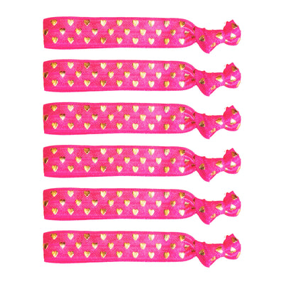 6 x Pink & Gold Hair Ties - Team Hen