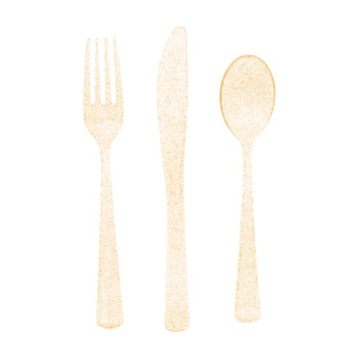 Gold Glitter Cutlery Set | 18 Piece Set - Team Hen