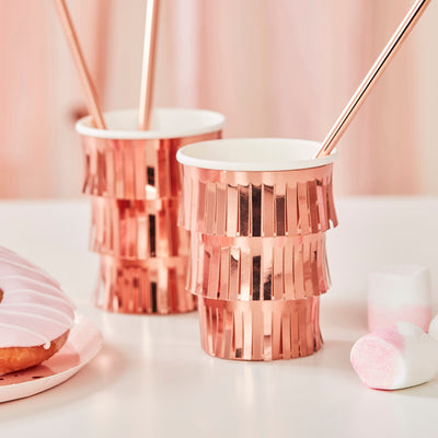 Rose Gold Fringed Hen Party Paper Cup - Team Hen