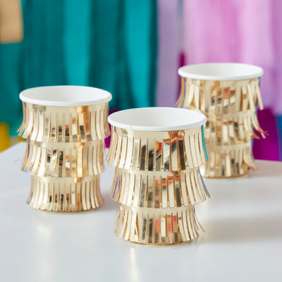 Gold Fringed Hen Party Paper Cup - Team Hen