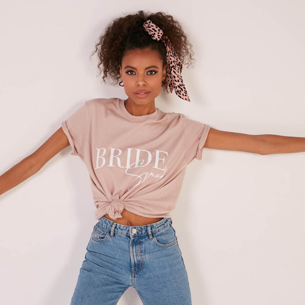 Bride Squad T-Shirt Dusky Pink Hen Party Accessories Gifts