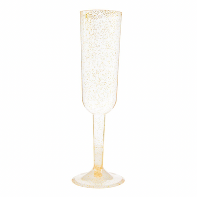 Gold Glitter Plastic Champagne Flute - Team Hen