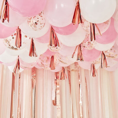 Confetti Ceiling Balloons with Tassels - Team Hen