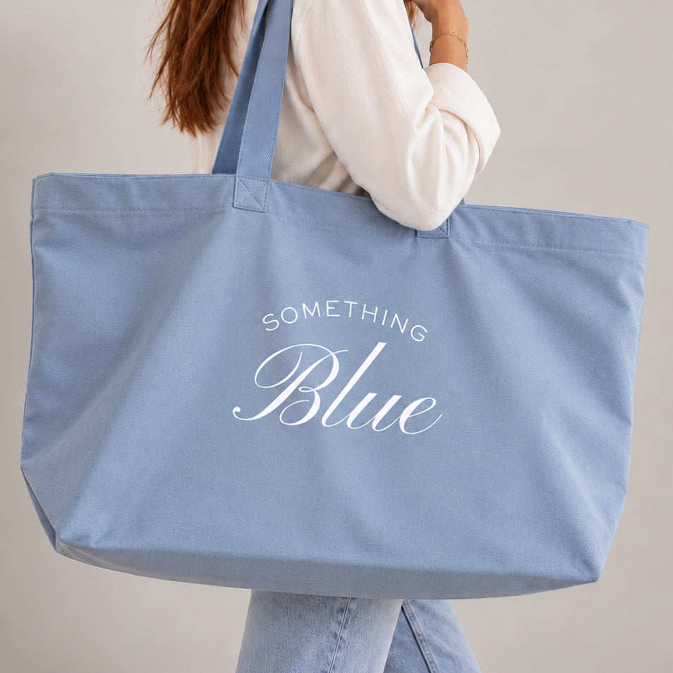 Pastel blue Something Blue bridal XL shopper tote bag