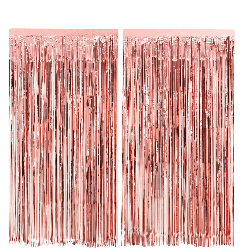 Rose Gold Foil Fringe Curtain Backdrop 2 Pack