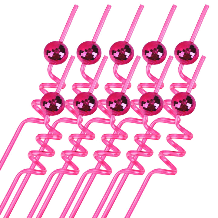 Pink Disco Ball Drink Straw