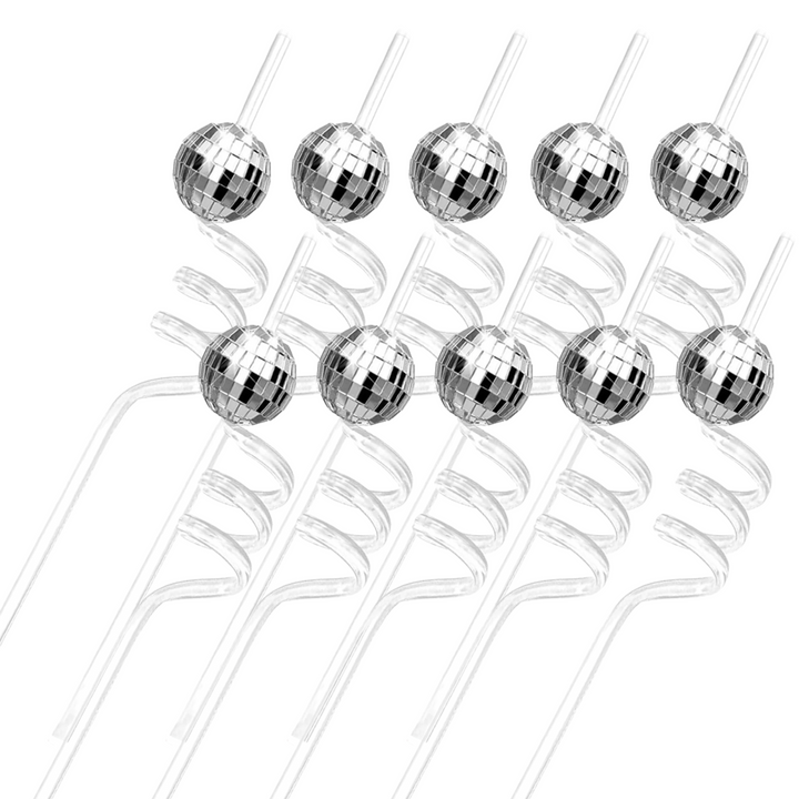 Silver Disco Ball Drink Straw - Team Hen