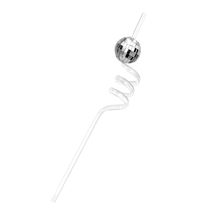 Silver Disco Ball Drink Straw - Team Hen