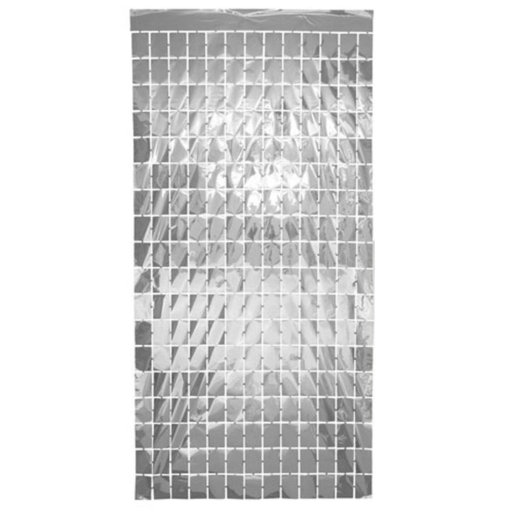 Silver Rectangle Foil Fringe Curtain Backdrop