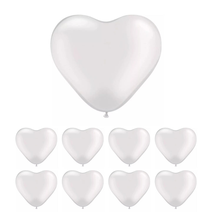 White Heart Balloons 6in | 8 Pack