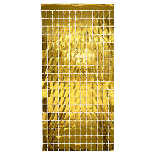 Gold Rectangle Foil Fringe Curtain Backdrop