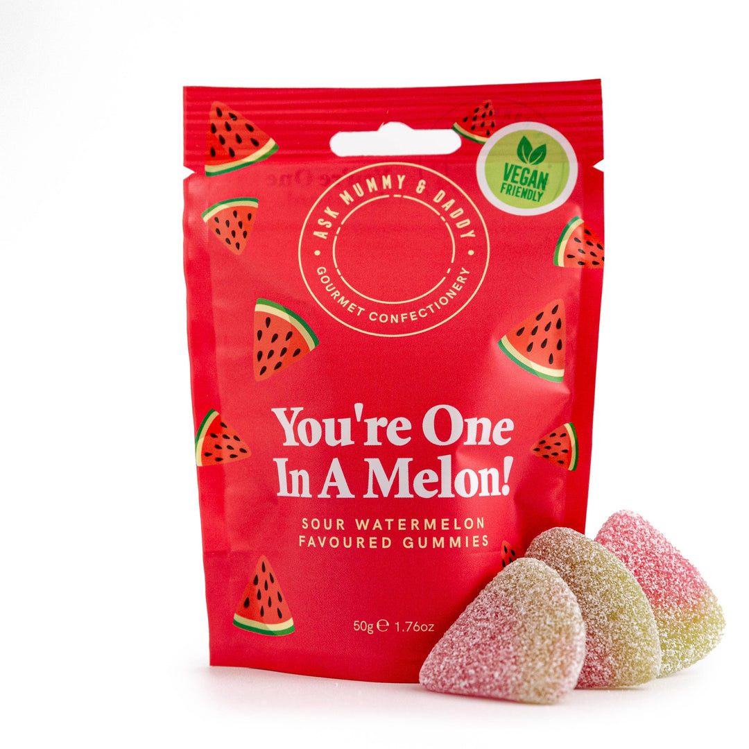 One in a Melon sour watermelon gummies pouch