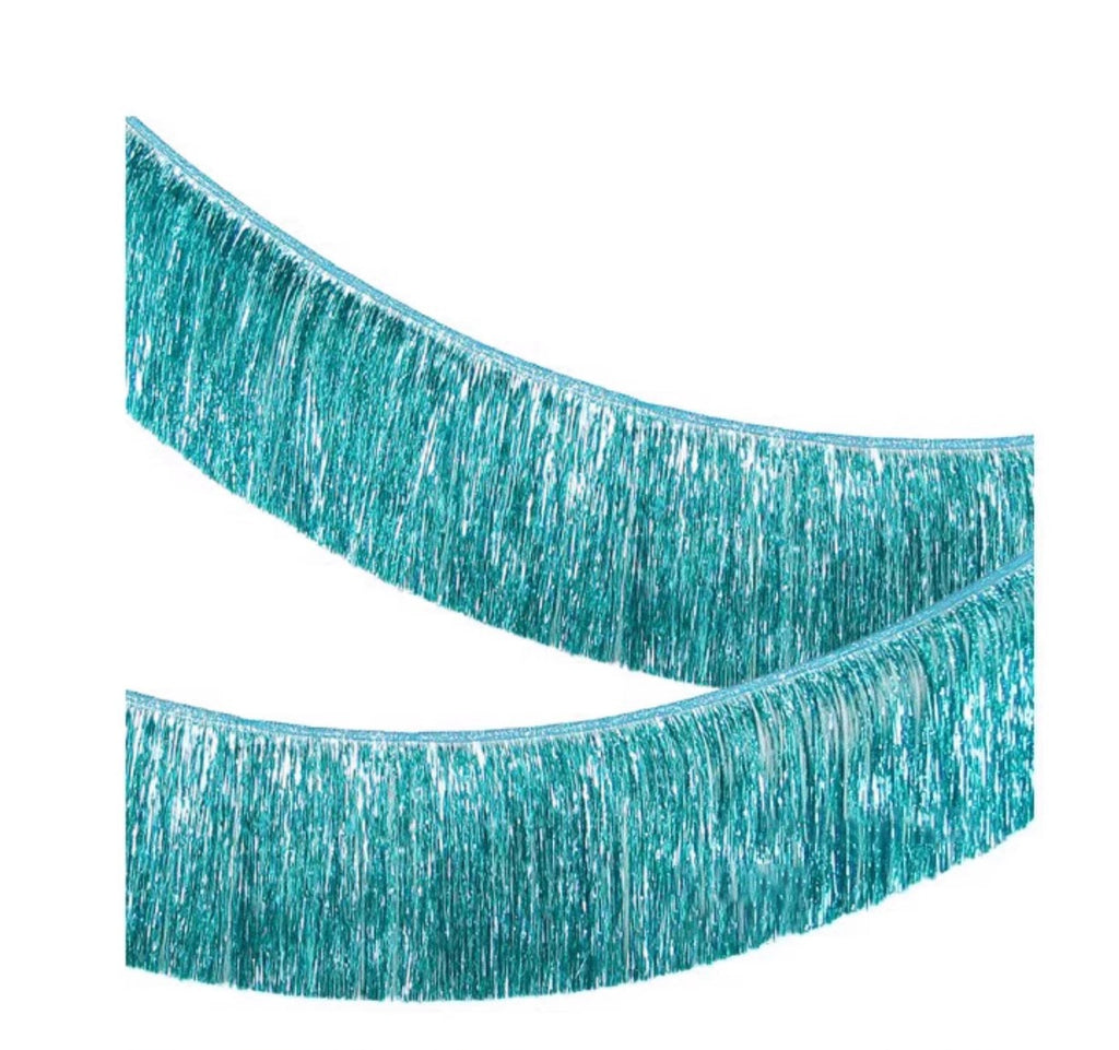 Aqua Tinsel Fringe Garland Banner