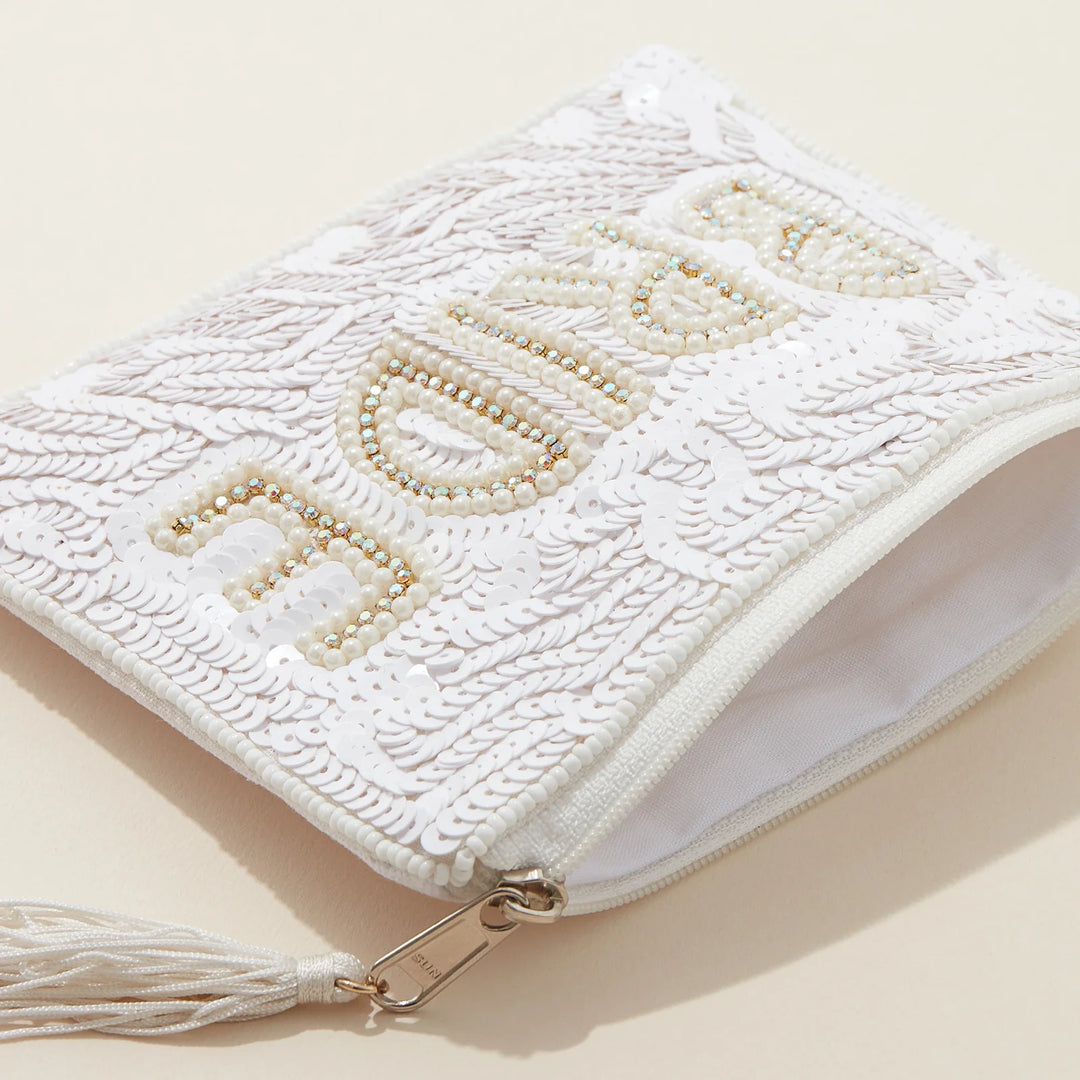 Bride Beaded Canvas Pouch