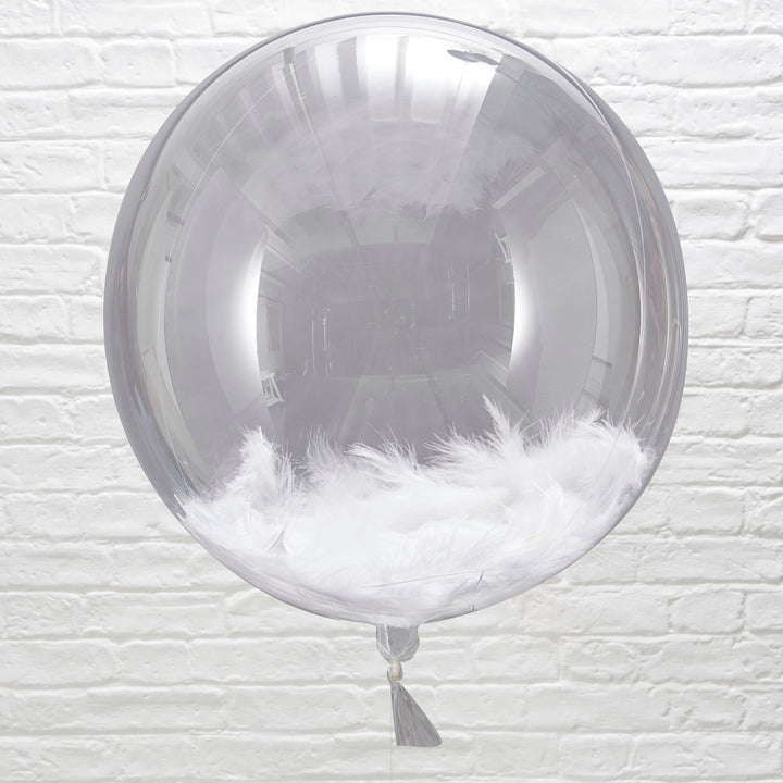 Giant Orb White Feather Balloons | 3 Pack