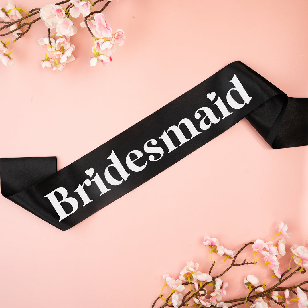 Bridesmaid Black Satin Sash