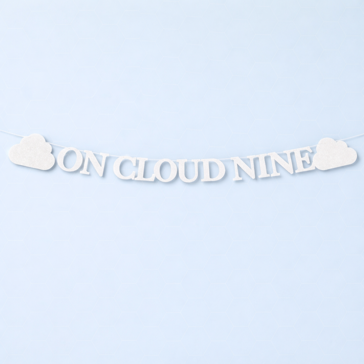 On Cloud Nine White Glitter Banner