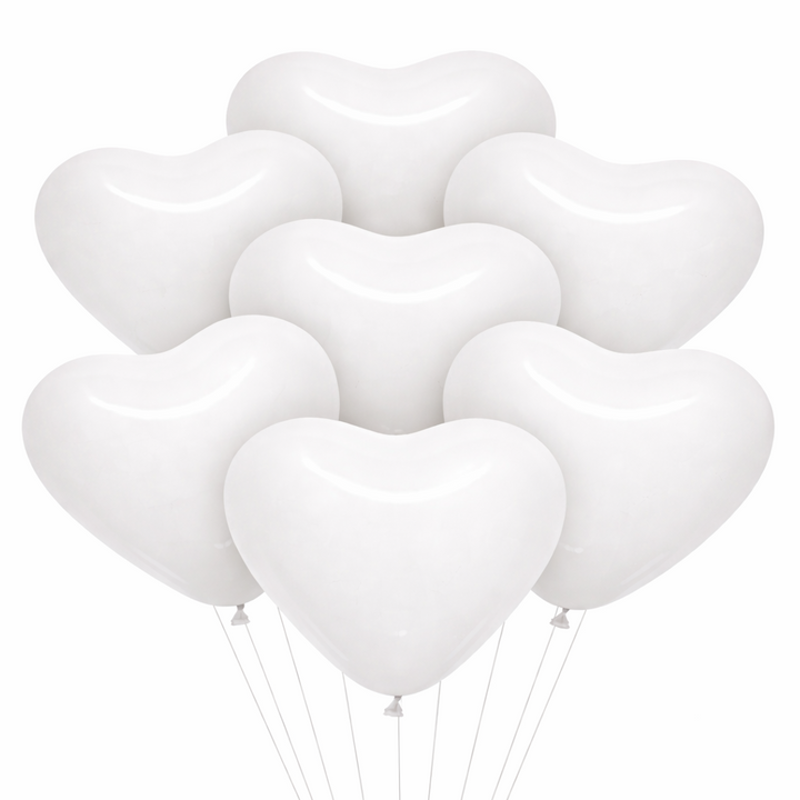 White Heart Balloons 6in | 8 Pack