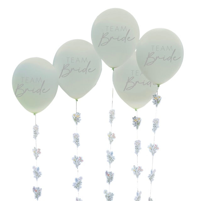 Team Bride Hen Party Balloons with Floral Tails