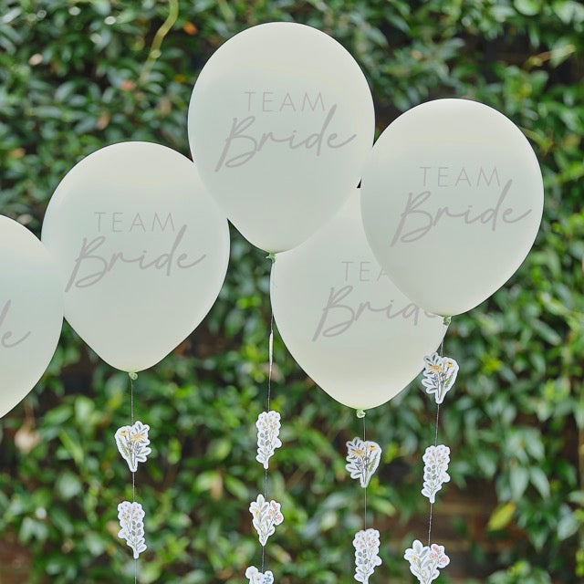 Team Bride Hen Party Balloons with Floral Tails