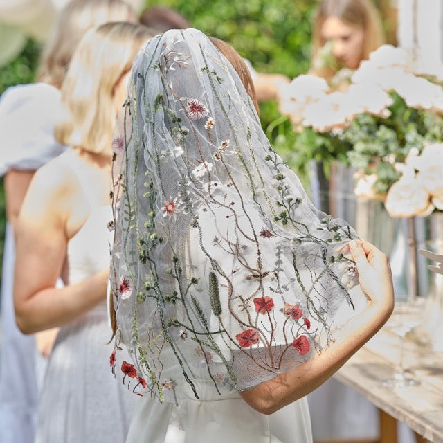 Embroidered Floral Hen Party Veil