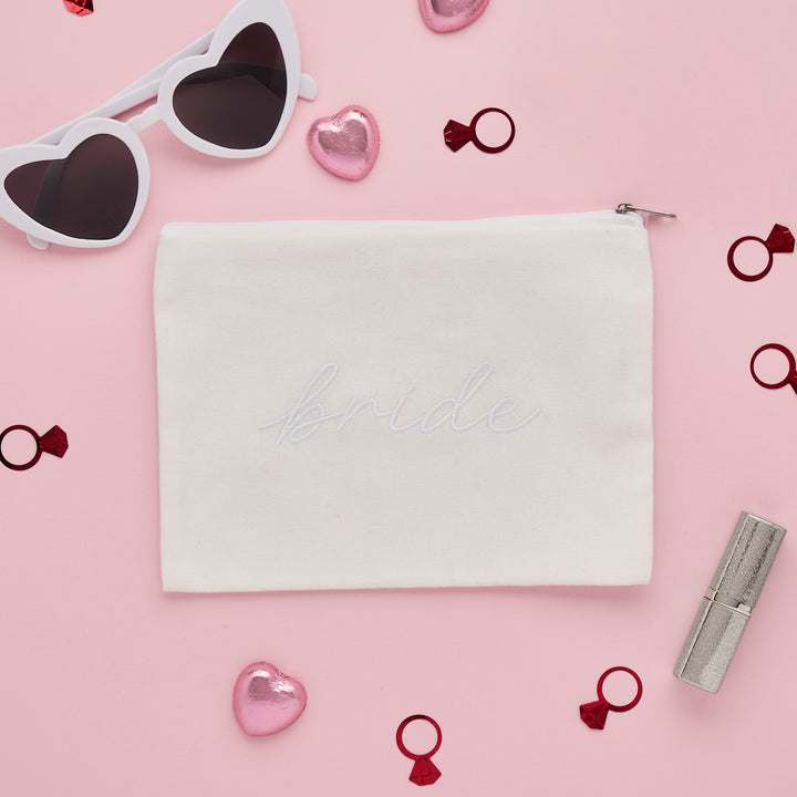 Embroidered Bride Cotton Pouch