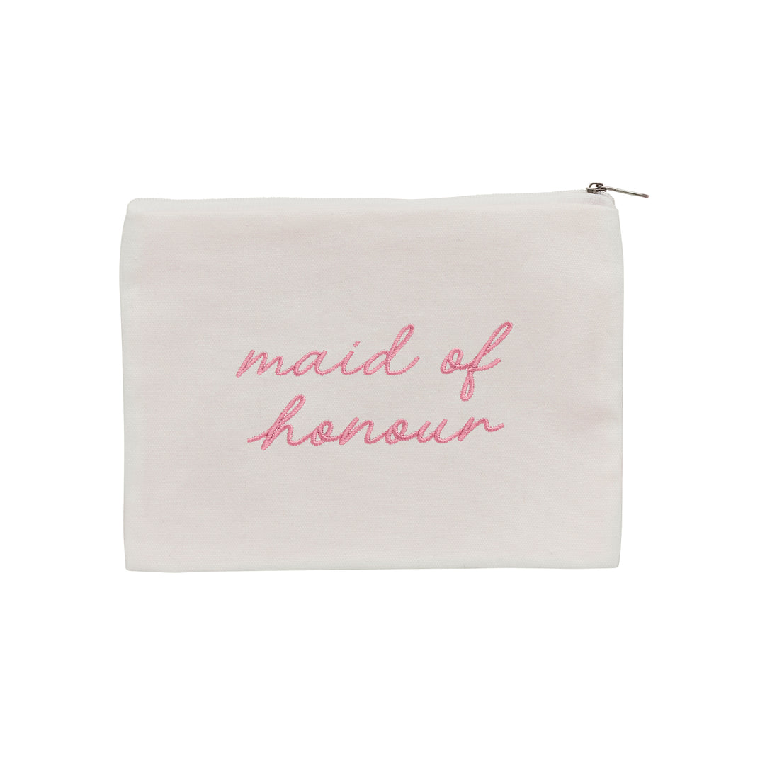 Embroidered Maid of Honour Cotton Pouch