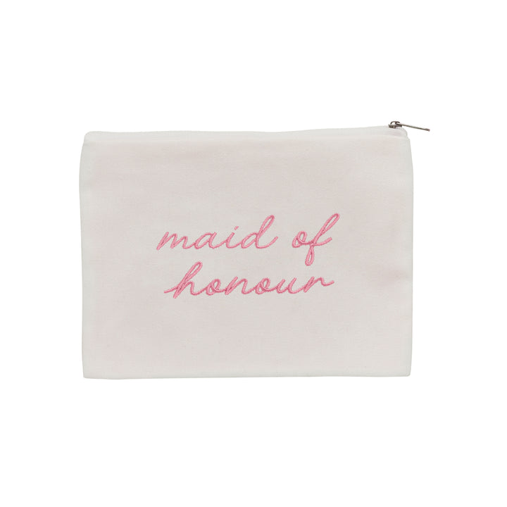 Embroidered Maid of Honour Cotton Pouch