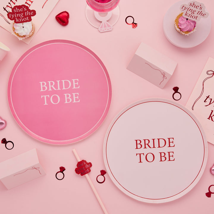 Bride To Be Pink & Red Plates