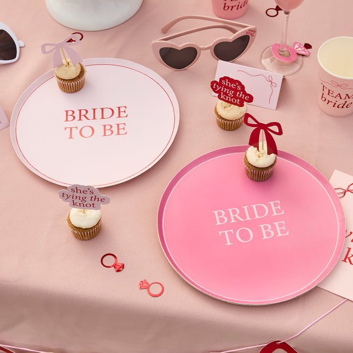 Bride To Be Pink & Red Plates