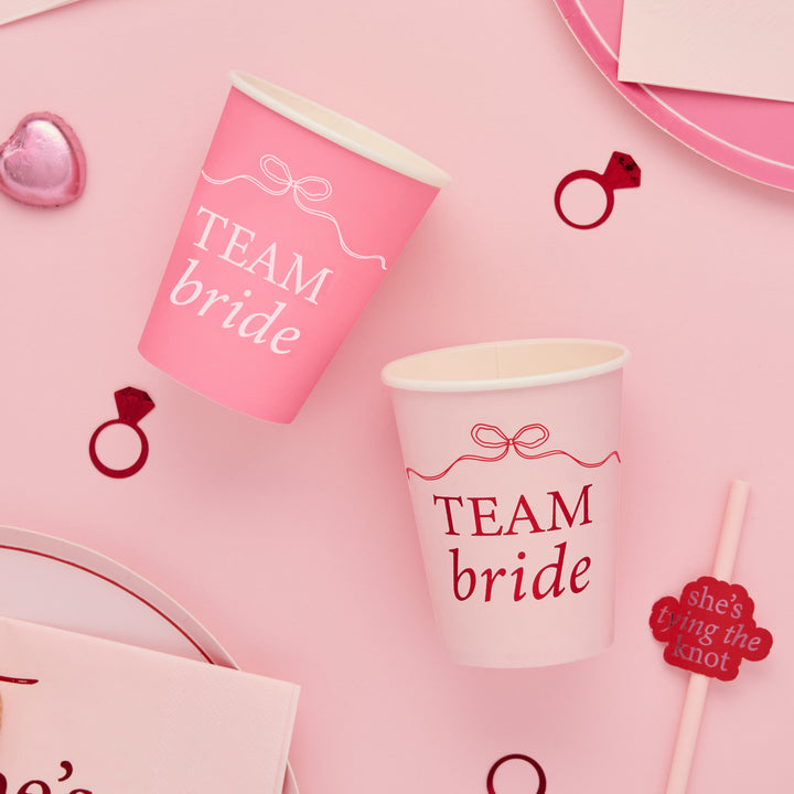 Team Bride Red & Pink Paper Cups