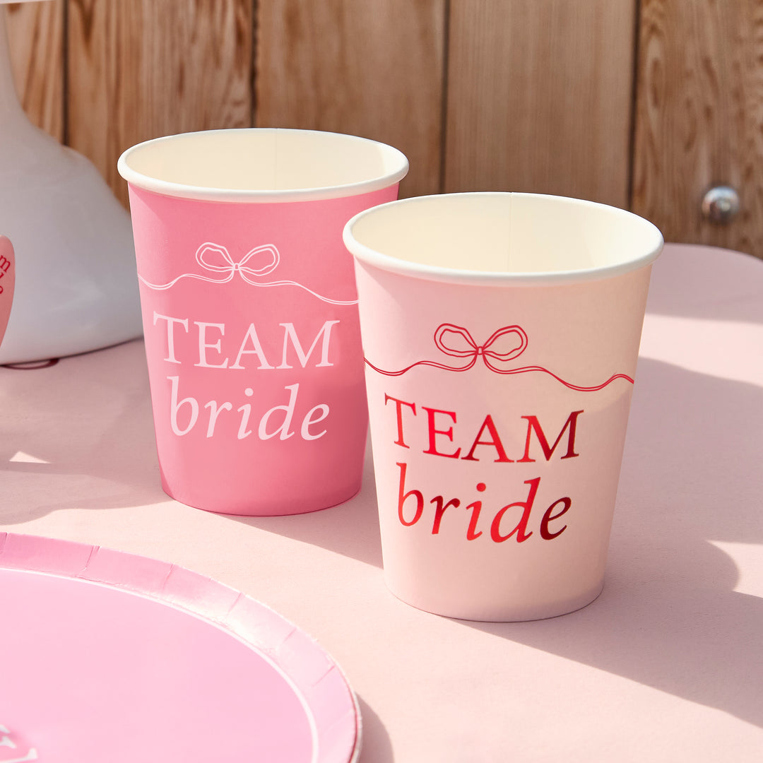 Team Bride Red & Pink Paper Cups