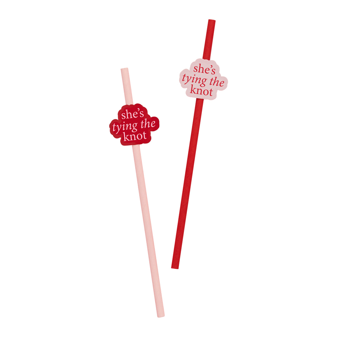 She's Tying The Knot Pink & Red Hen Party Straws