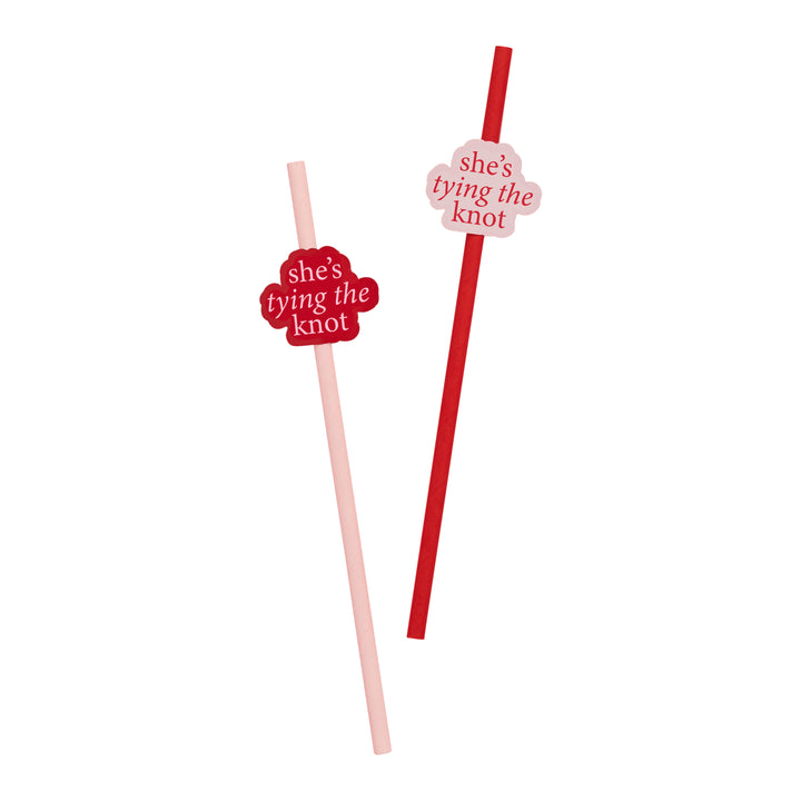 She's Tying The Knot Pink & Red Hen Party Straws