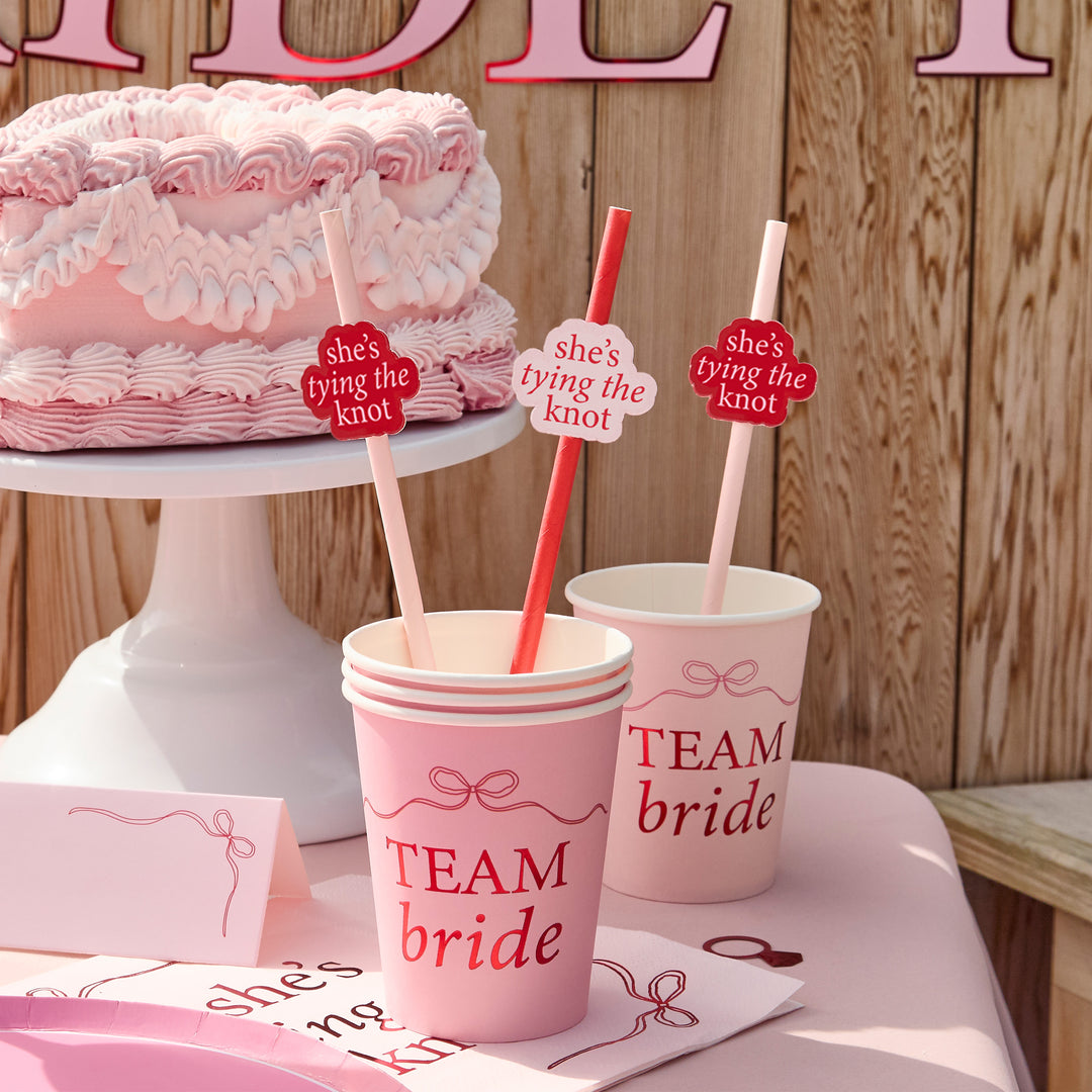 She's Tying The Knot Pink & Red Hen Party Straws