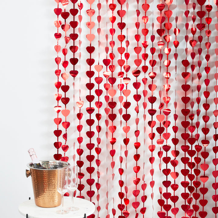 Red Heart Foil Curtain | Valentines Day Party Backdrop