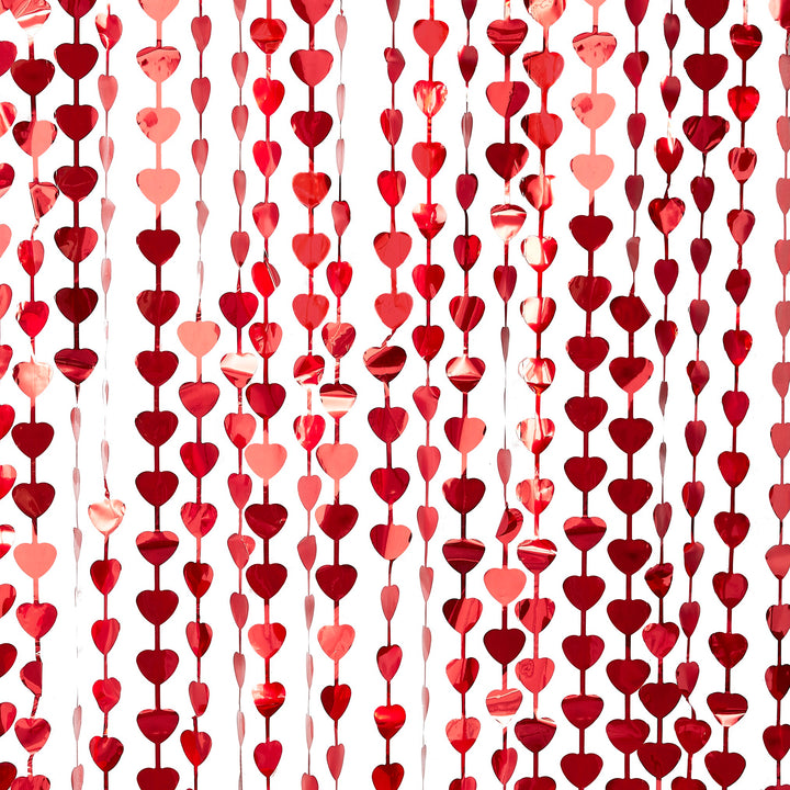 Red Heart Foil Curtain | Valentines Day Party Backdrop