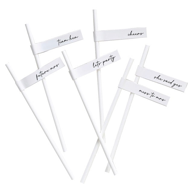 Hen Party Monochrome Flag Straws