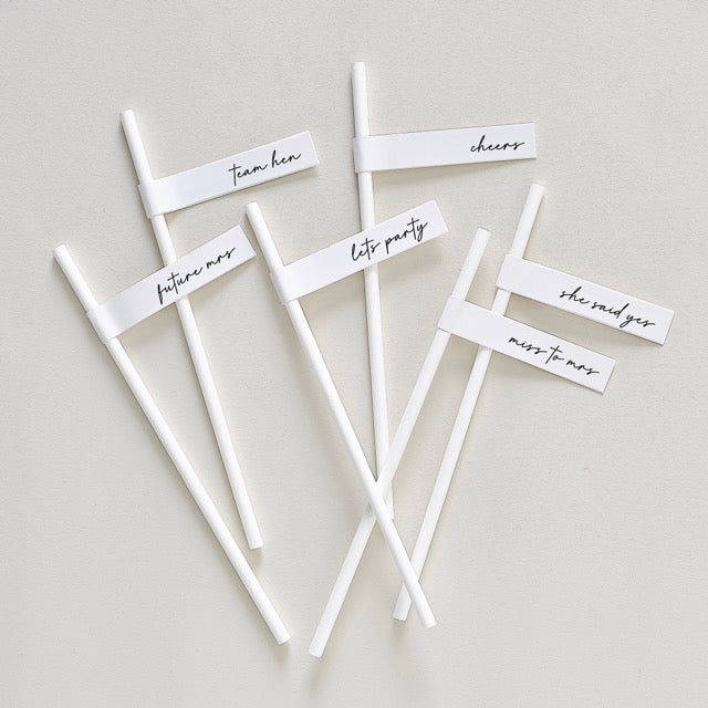 Hen Party Monochrome Flag Straws