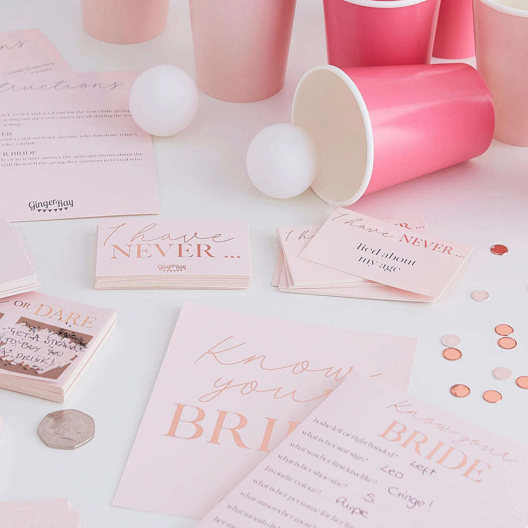 Rose Gold Foiled Hen Party Games Hamper