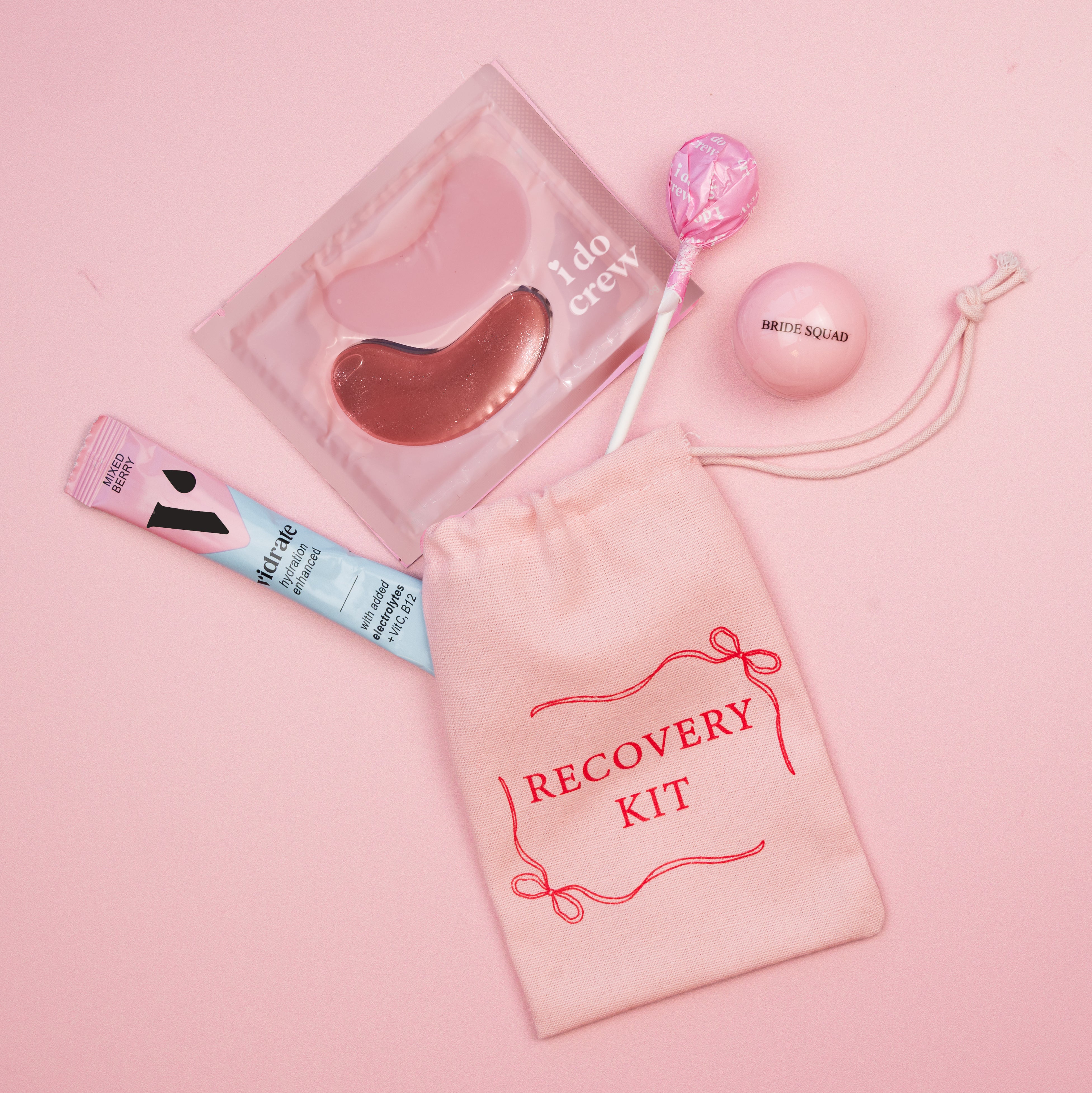 Filled Pink Recovery Kit Pouch | Hen Party Favours from Team Hen