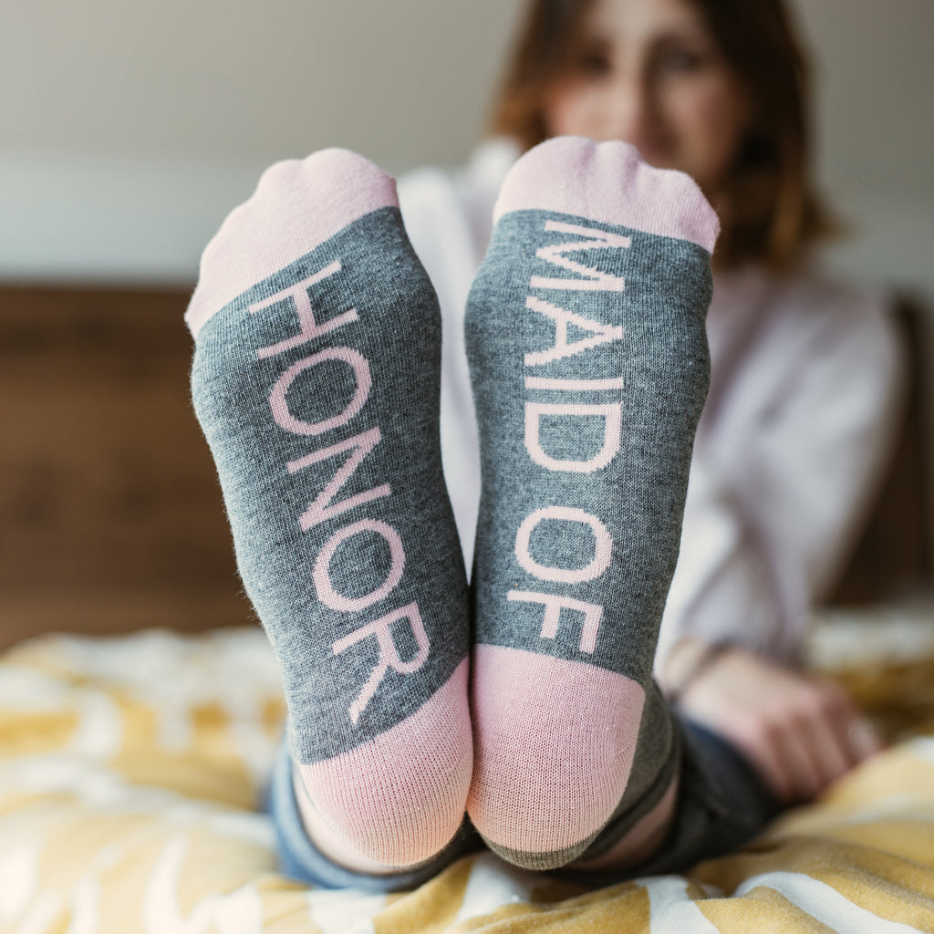 Women's Bridal Party Wedding Day Socks Gift- Maid of Honor, Br Socks - BRIDESMAID – The Sleepover Club