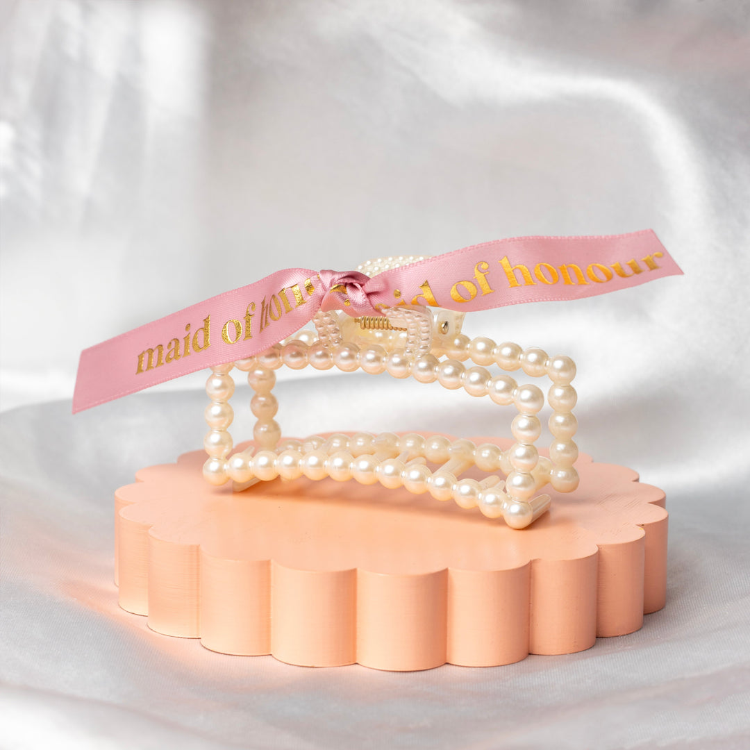 Team Bride Pearl Hair Claw Clip - Team Hen