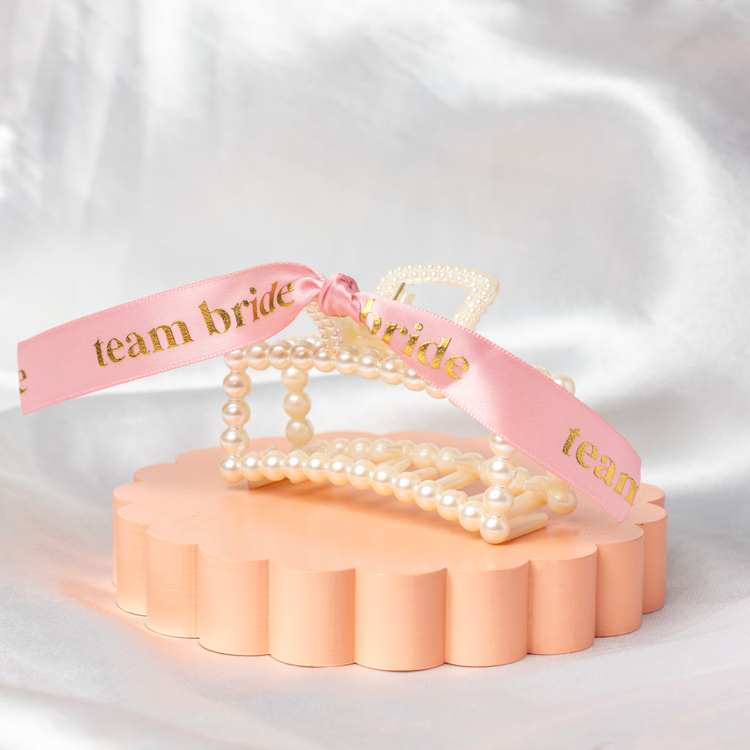 Bride To Be Pearl Hair Claw Clip - Team Hen