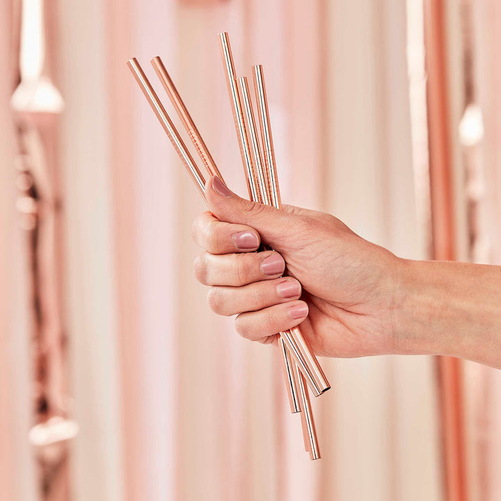 Rose Gold Reusable Stainless Steel Straws