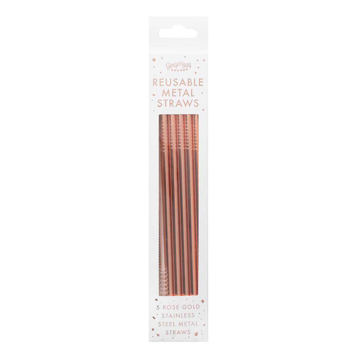 Rose Gold Reusable Stainless Steel Straws