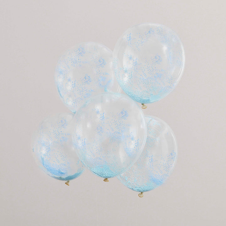 Pastel Blue Bead Confetti Filled Balloons