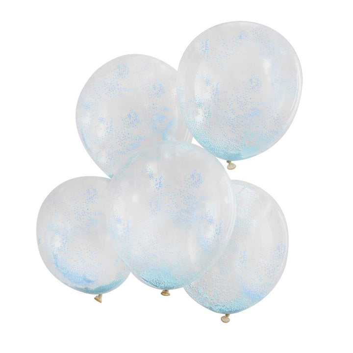 Pastel Blue Bead Confetti Filled Balloons