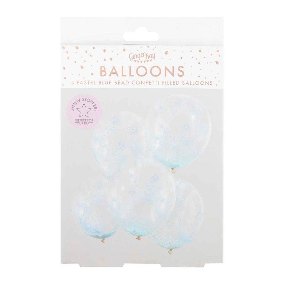 Pastel Blue Bead Confetti Filled Balloons