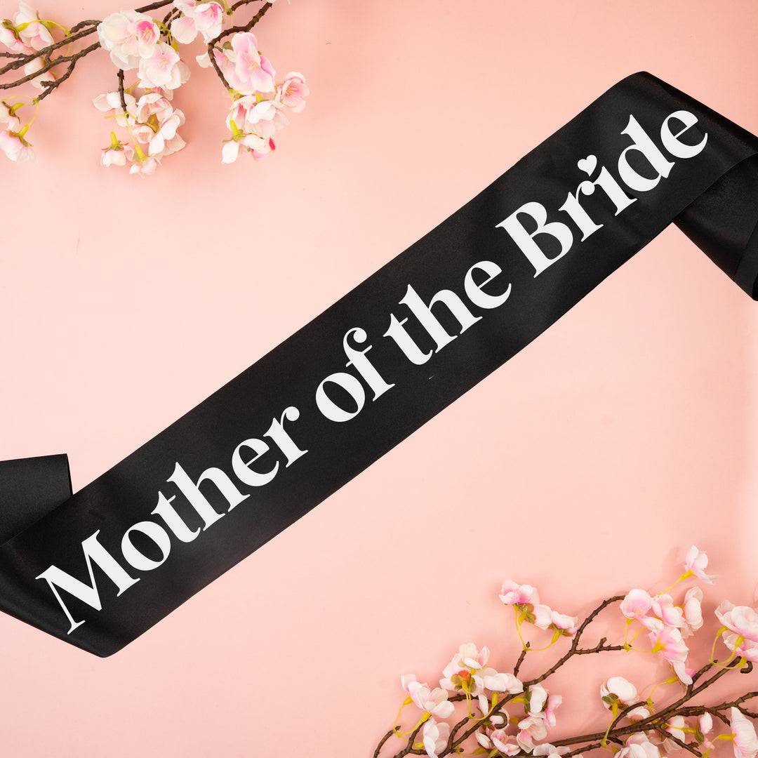 Mother of the Bride Black Satin Sash